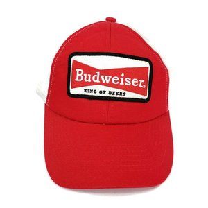Budweiser red white trucker hat snap back